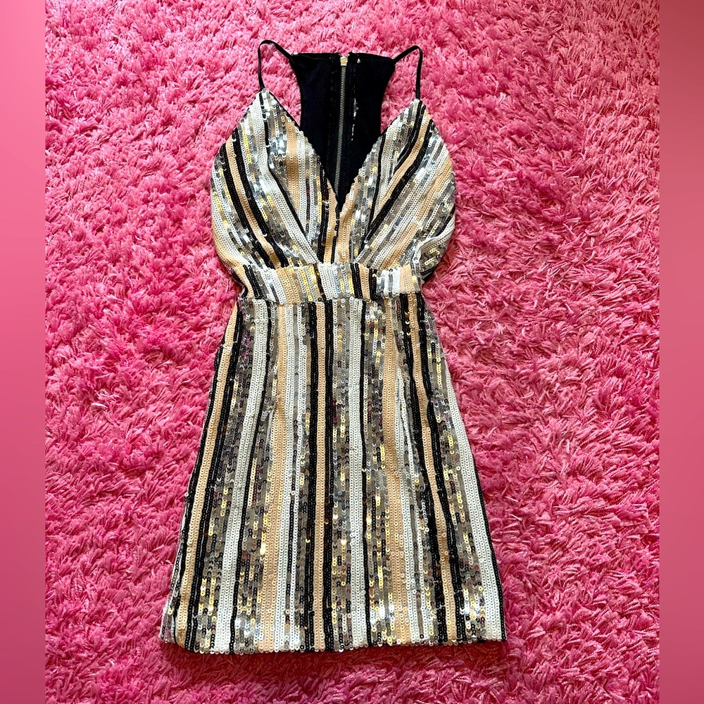 Elegant Striped Sequin Dress